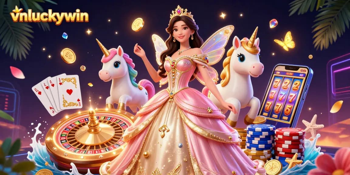Experience thrilling gameplay at vnluckywin with vibrant casino elements and magical characters bursting with energy.