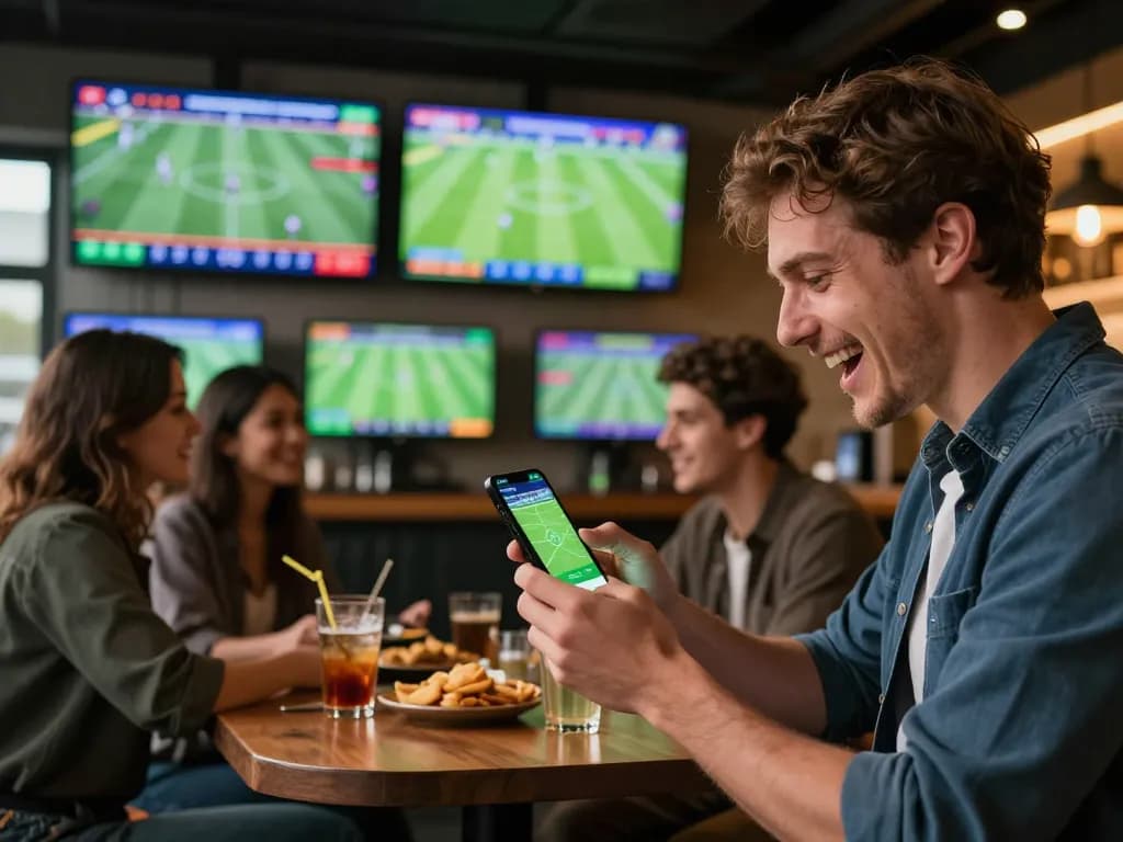 Placing a bet on 78win01 app during a live football match with friends