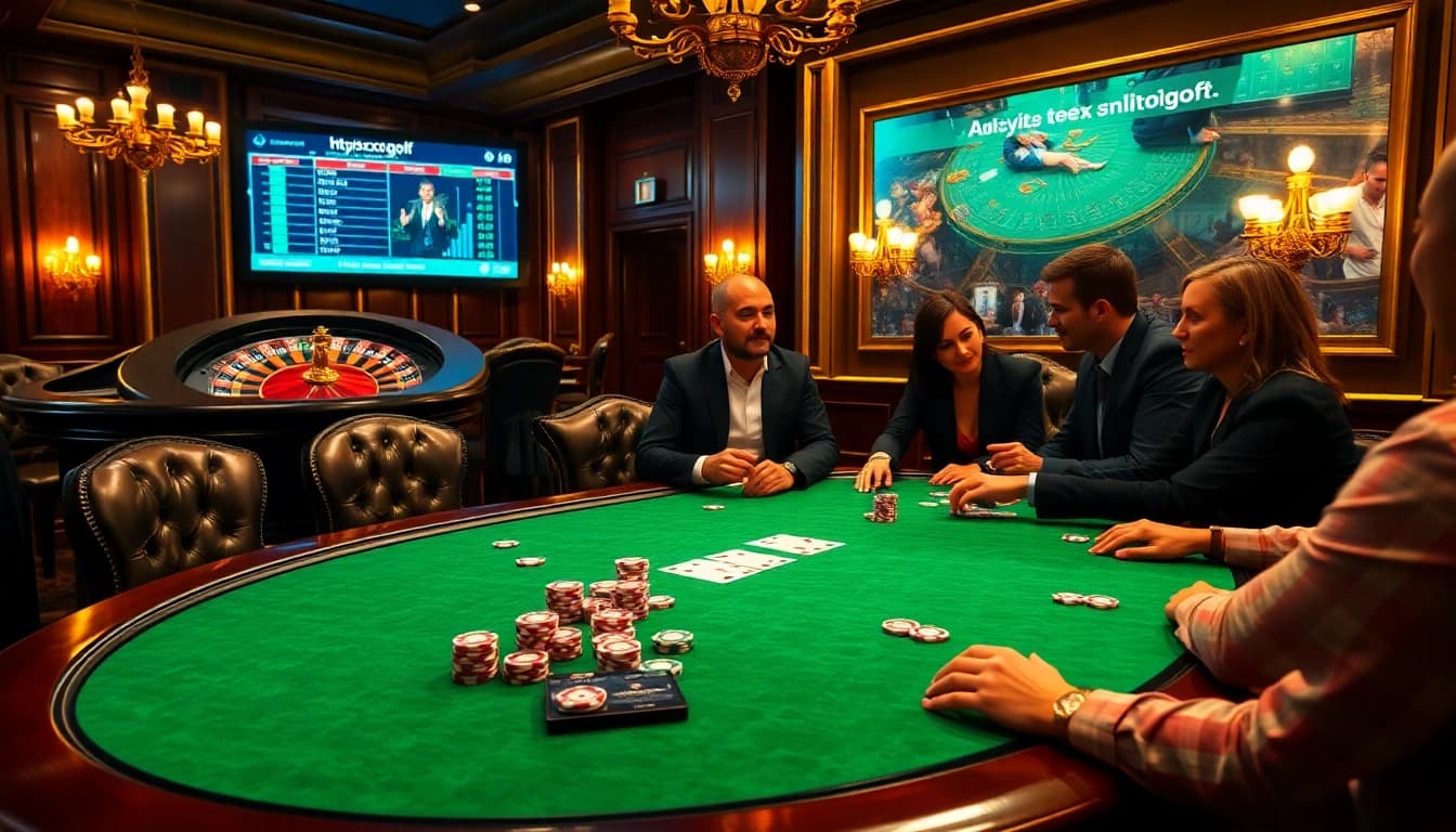 Experience the thrill of winning at https://8xx.golf/ with an elegant poker scene, vibrant chips, and a roulette wheel.