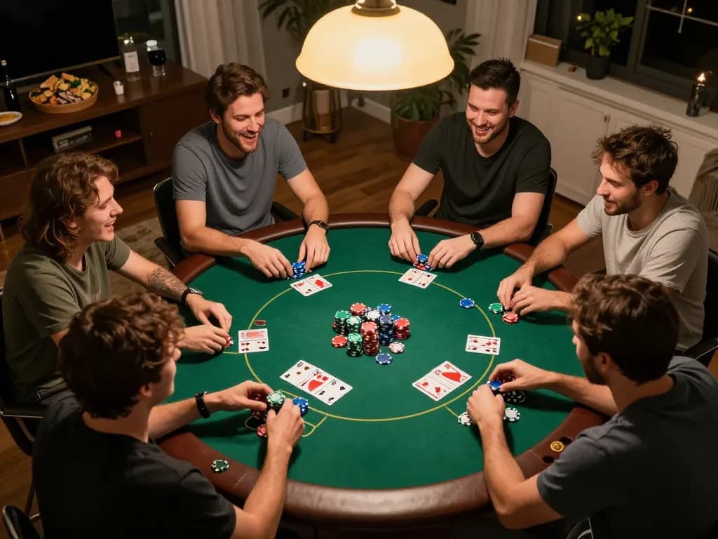 Players enjoying poker night, betting strategies at play on bet789 table.