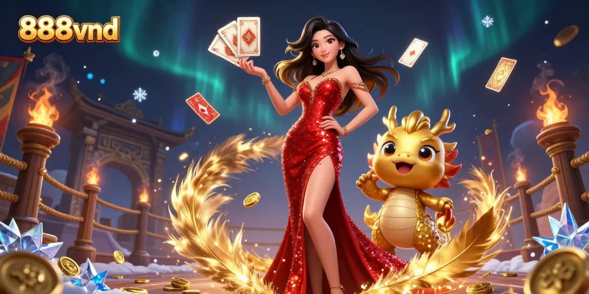 Experience the excitement of gambling at 888vnd with a vibrant casino scene showcasing characters and elements.