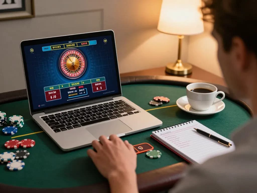 Engaging gameplay at Go8 online casino with a player strategizing bets on their laptop.
