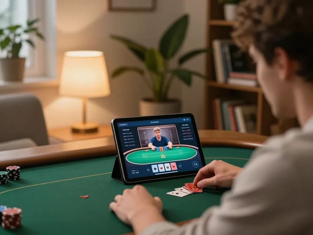 Engaging in a live online poker game at home on 68gamebaivn, showcasing strategic gameplay