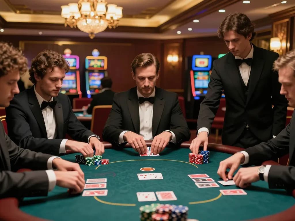 Engaged players strategizing at a poker table during a thrilling session at 33win casino.