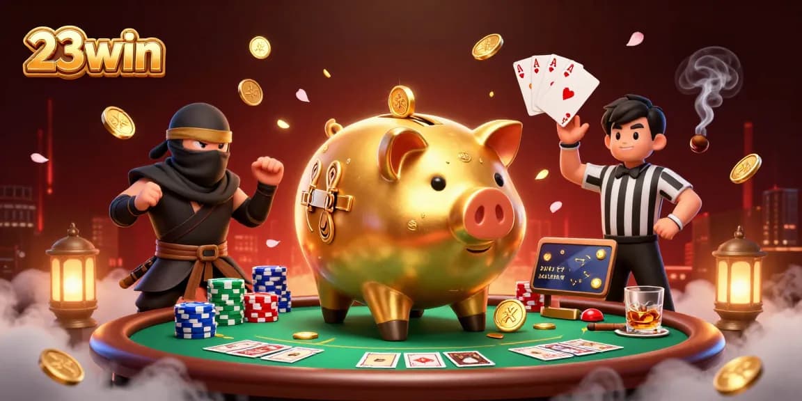 Engage with thrilling games at 23win featuring dynamic characters in a vibrant casino scene.
