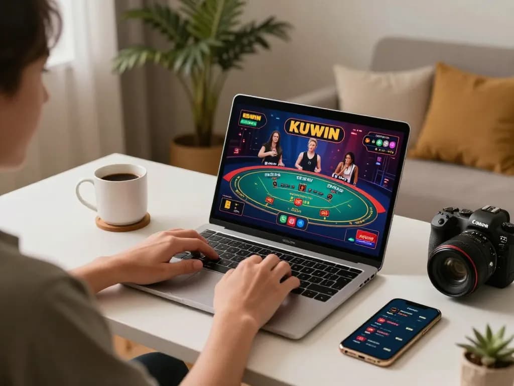 Engaged player enjoying online casino games on KUWIN, highlighting an inviting gaming space.