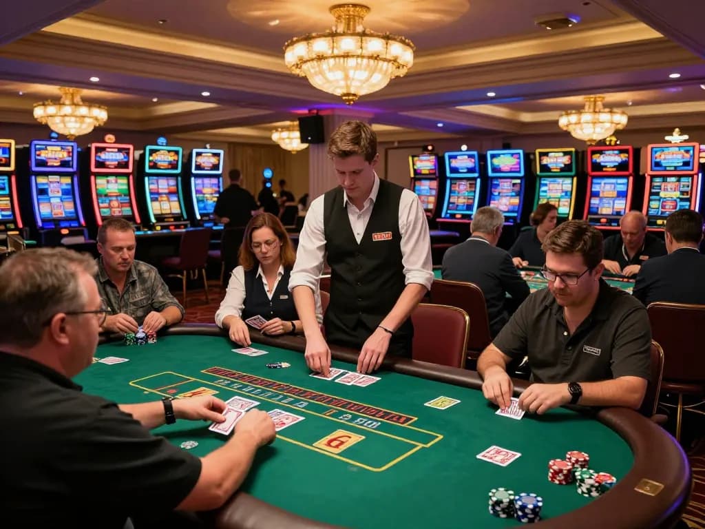 Top nhà cái uy tín features active blackjack gameplay, showcasing dynamic betting and vibrant casino atmosphere.