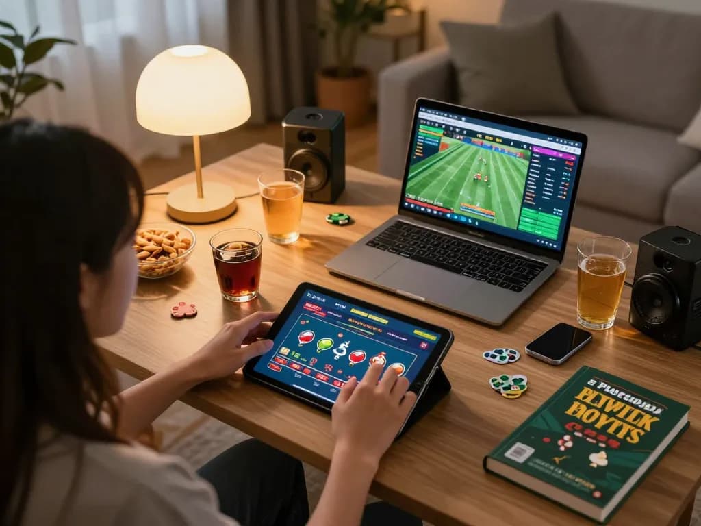 Playing casino games on RR88 platform from a cozy home setup with engaging strategy.