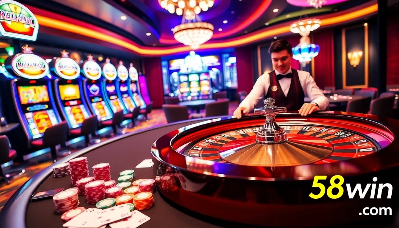 Experience the thrill of betting at 58win.com with players enjoying a high-stakes game at the roulette table.