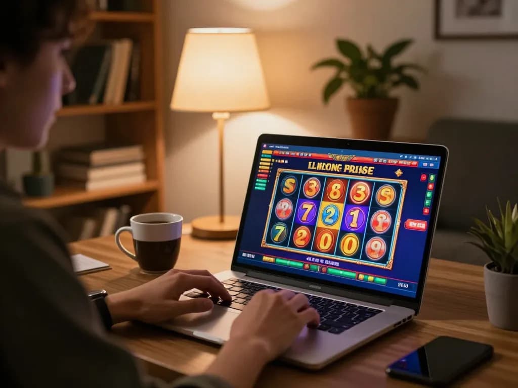 Player enjoying exciting slot games on au88 net while cozy gaming at home