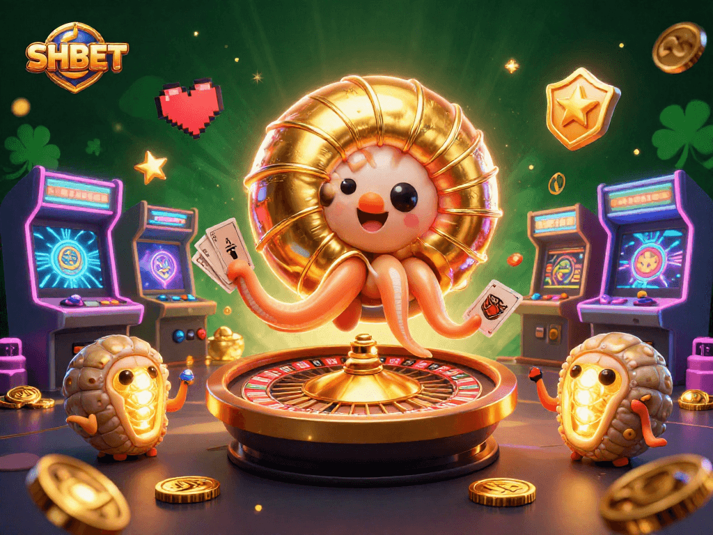 Engage with SHBET's golden roulette experience in a vibrant 3D casino scene.