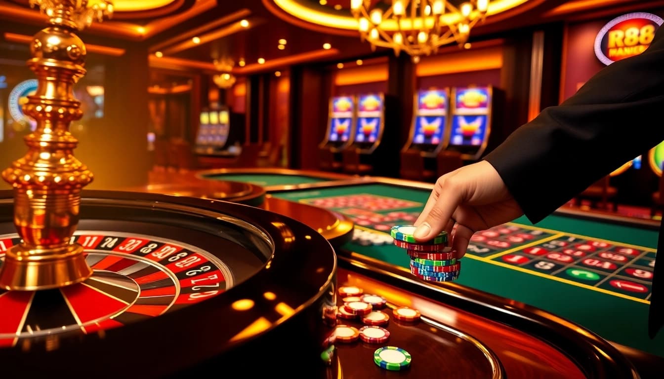 Experience the thrill of RR88 at a luxurious casino with vibrant games and exciting betting.