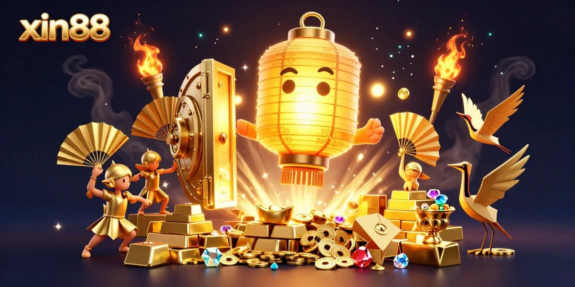 Experience the enchanting xin88 casino world with glowing golden spirits and treasure bursts.