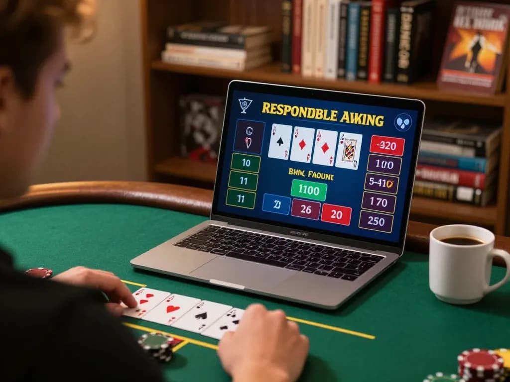 Engaged player enjoying live dealer blackjack gaming on a laptop, highlighting strategic play with 888VND.