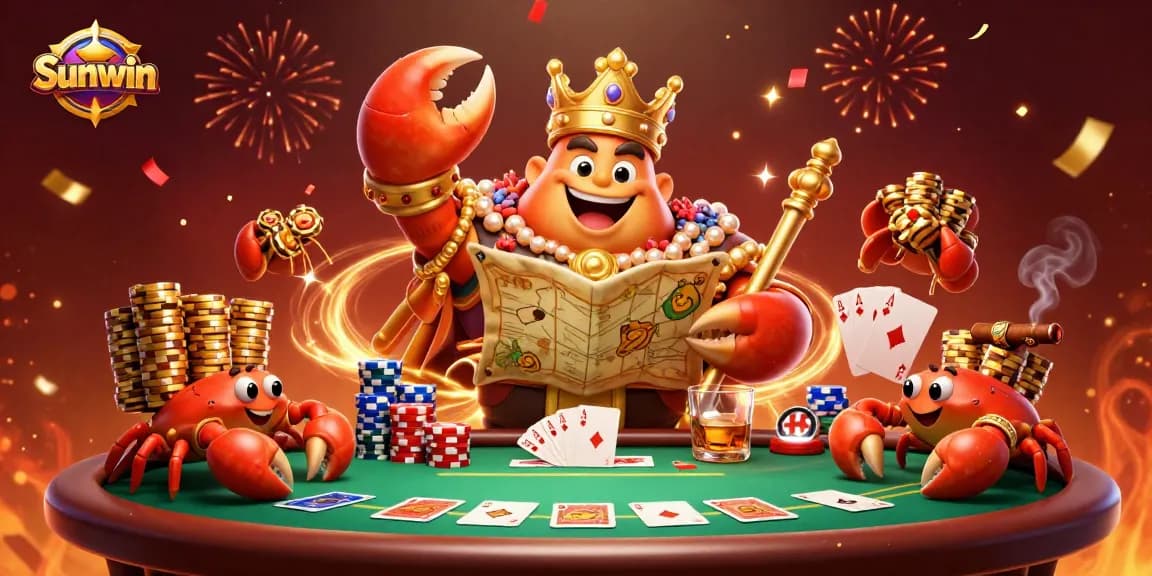 Experience Sunwin's thrilling casino adventures with a vibrant 3D scene filled with poker games.