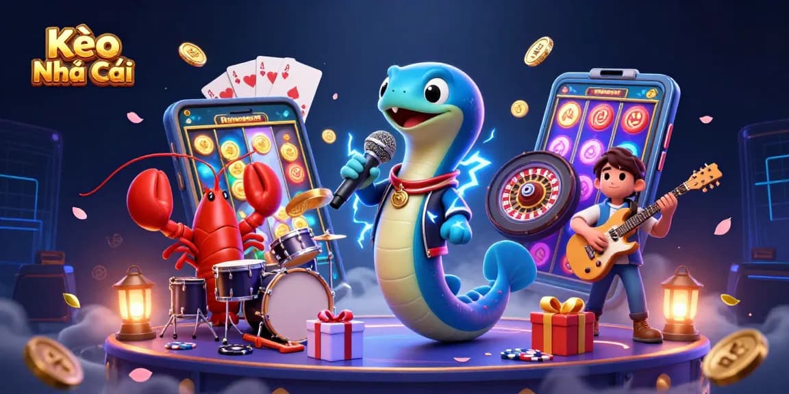 Kèo Nhà Cái showcases a vibrant underwater casino scene with playful 3D characters and dynamic gaming elements.