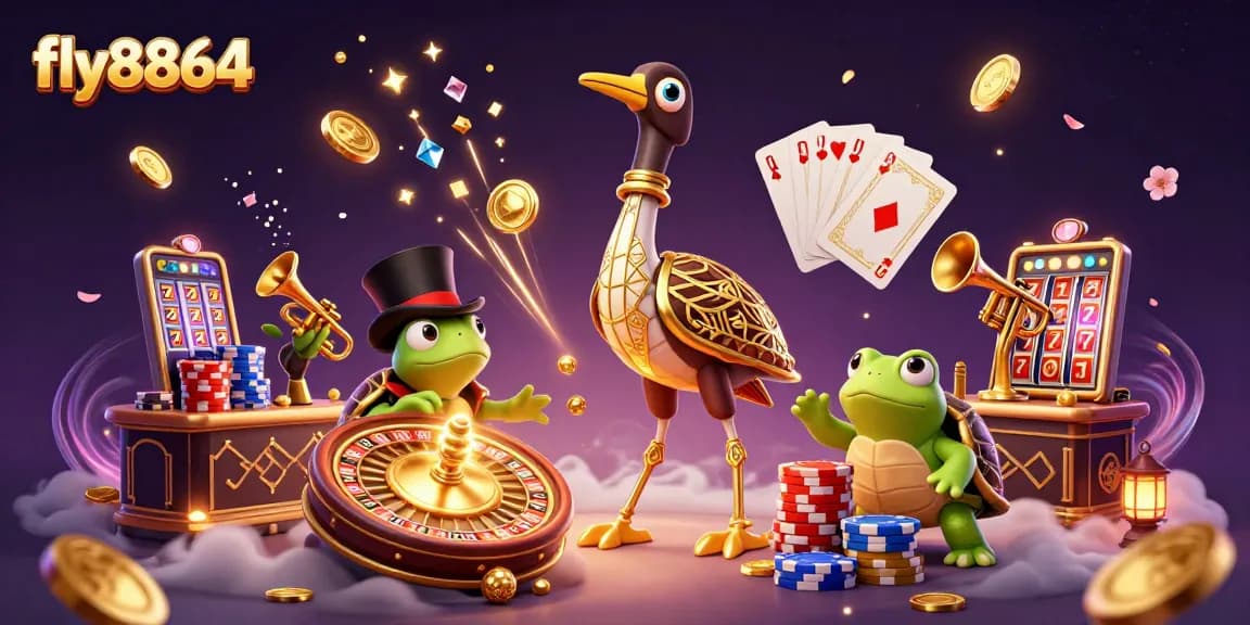 Experience the excitement at fly8864 with vibrant casino elements and dynamic characters in action.