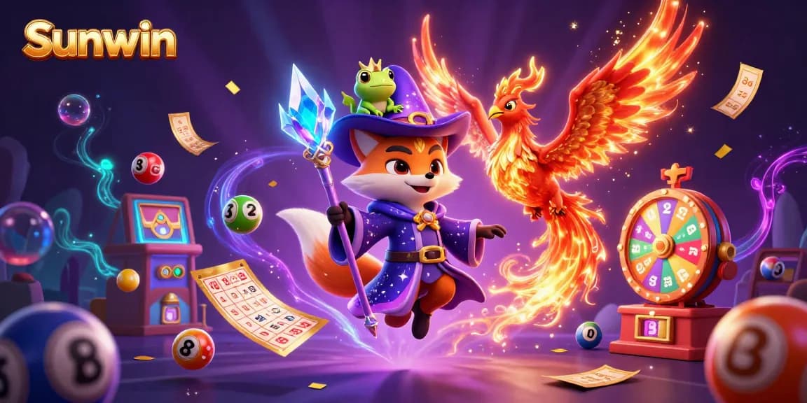 Sunwin captivates players with a magical casino experience featuring wizards, phoenixes, and vibrant lottery elements.