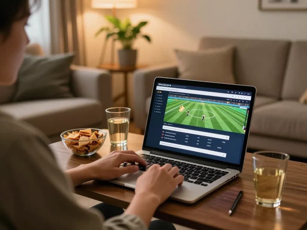 Socolive online sports betting experience with user interface displayed on laptop in a cozy home setting.