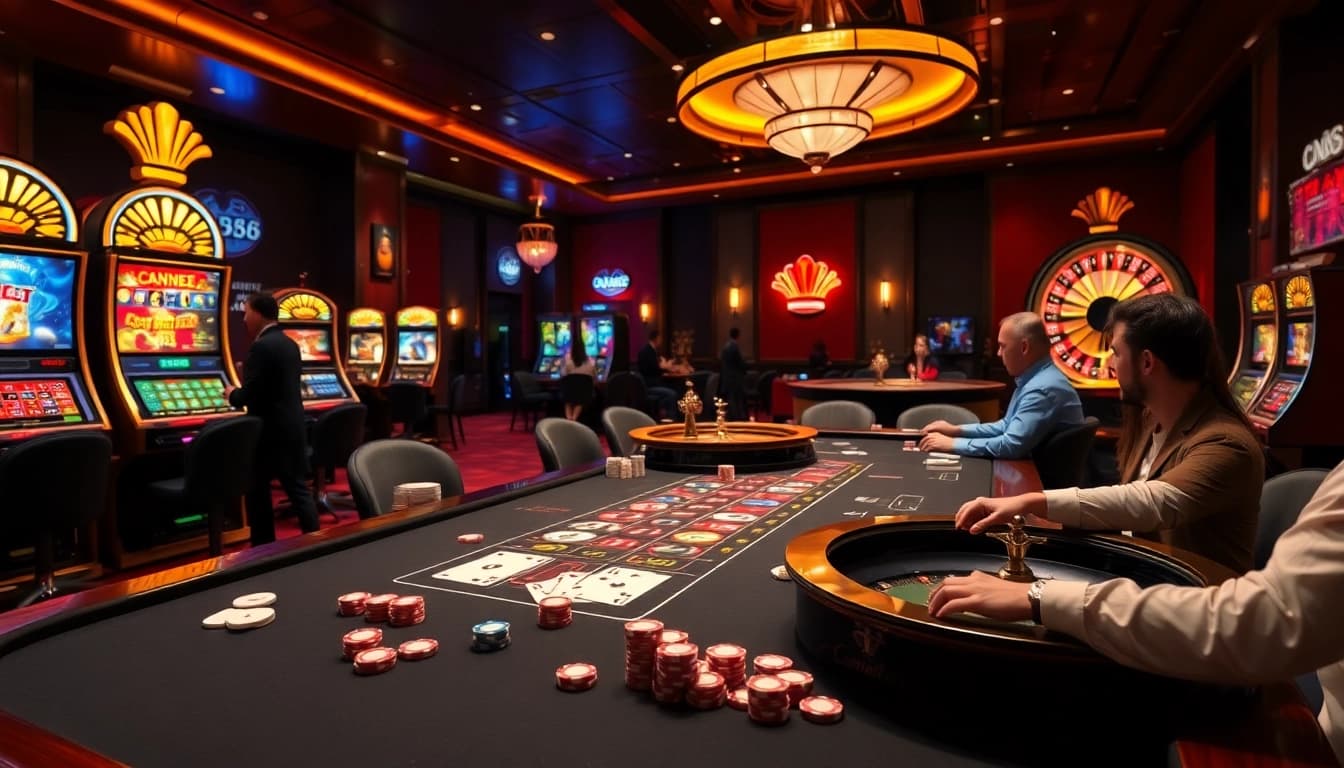Experience exciting gameplay with sv 388 at vibrant casino tables surrounded by eager gamblers.