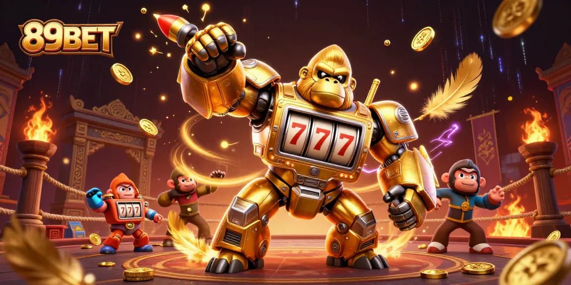 Experience thrilling moments with the golden gorilla mech at 89BET casino.