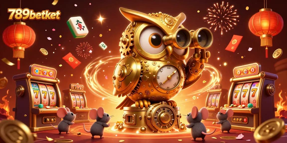Engage with 789betket's dynamic casino scene featuring a golden owl and vibrant gaming elements.