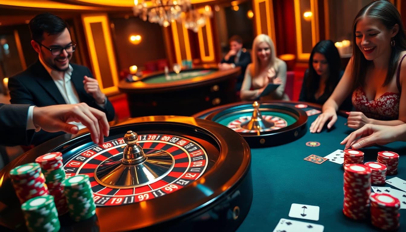 Experience the excitement of MK8 at a luxury casino with vibrant roulette and poker games.