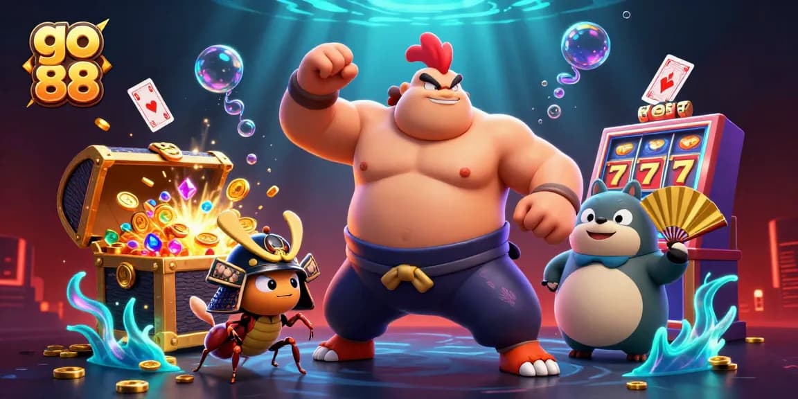 Experience thrilling gameplay at go 88 with dynamic characters amid slot and treasure elements.