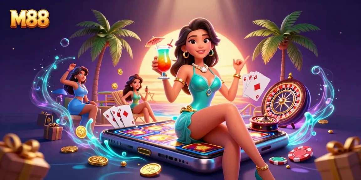 M88 showcases lucky jackpots with vibrant casino elements, drawing players to thrilling gaming experiences.