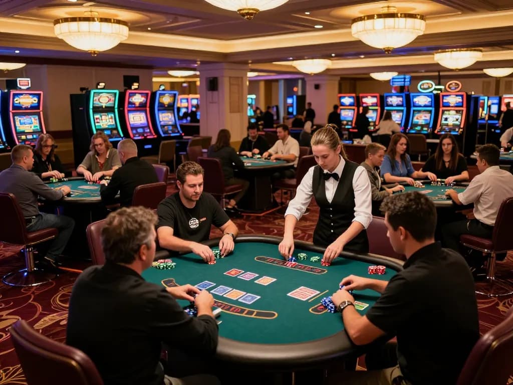 Players engaging in thrilling gameplay at MM88 blackjack table in luxurious casino setting
