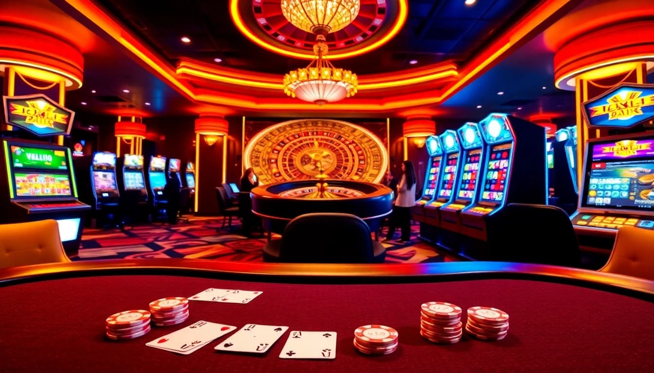 Exciting casino atmosphere showcasing blackjack, roulette, and slots at https://xx88.boats/.