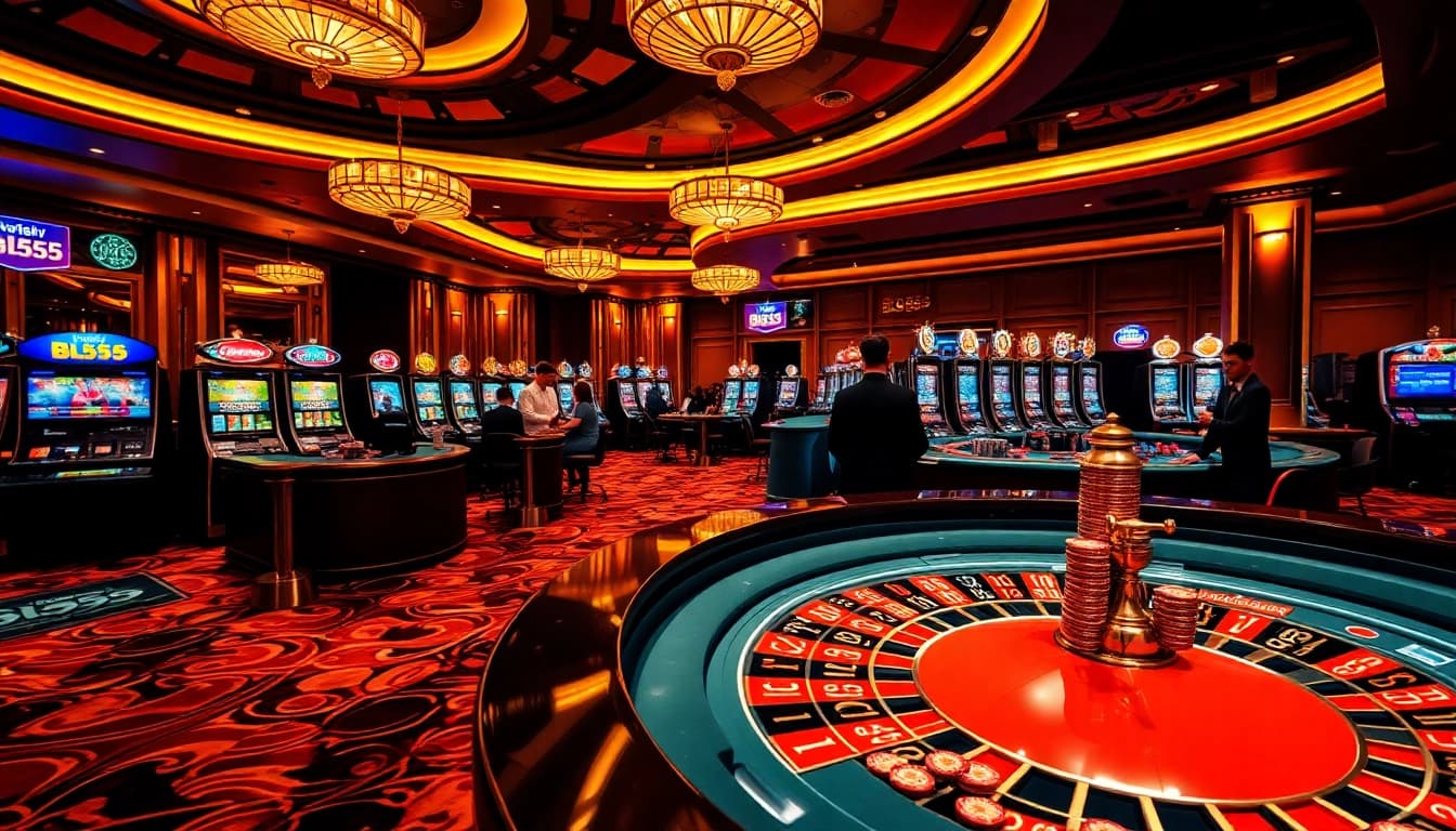Experience the thrilling action at Bl555 with vibrant casino games and luxury settings.