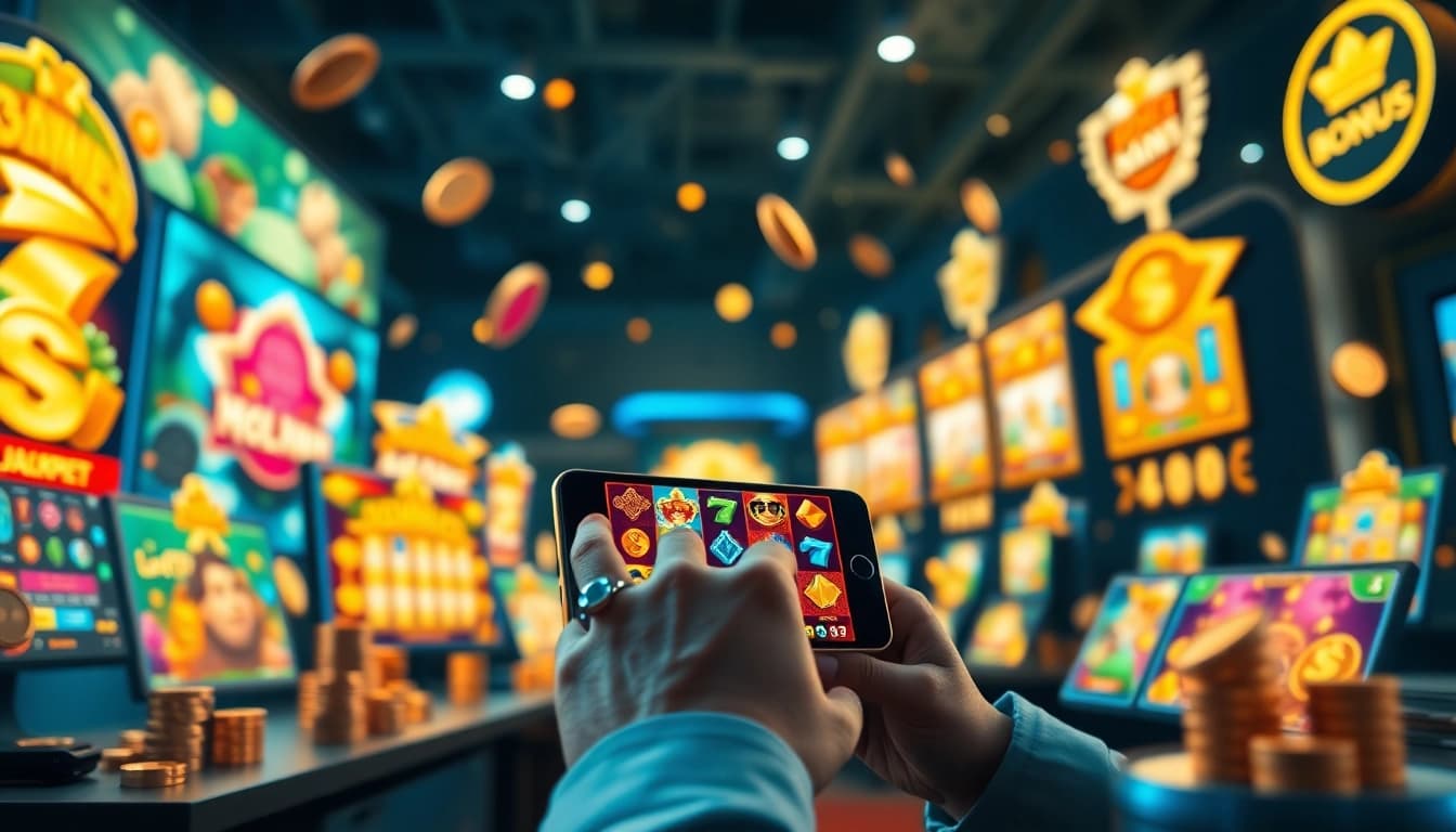 Exciting online gaming scene showcasing aman788 slot games on digital devices.