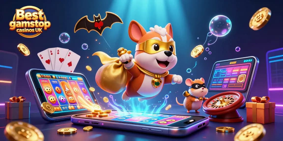 Experience thrilling wins at the Best non gamstop casinos UK with our colorful gaming illustration.