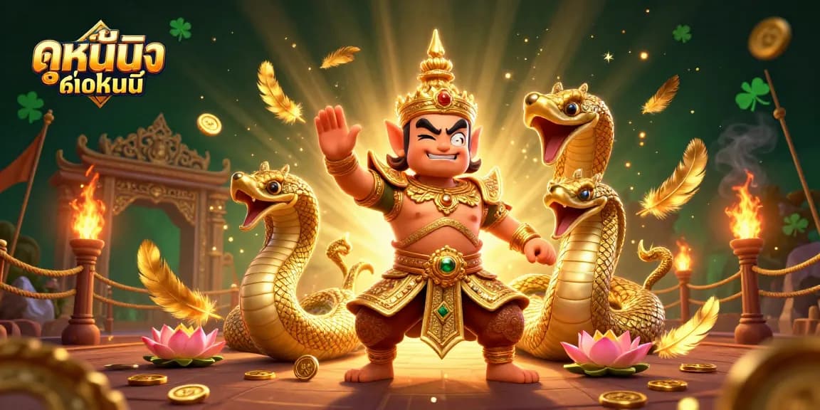 Reveal cinematic treasures with ดูหนังออนไลน์ in a vibrant Thai-themed gambling fantasy scene.