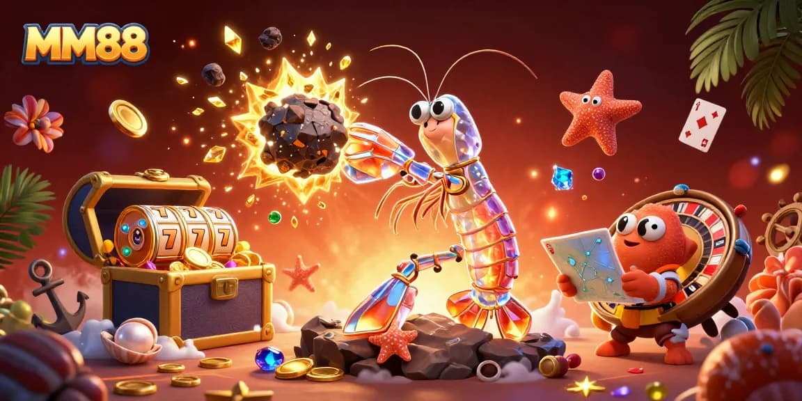 Engage in thrilling gameplay at MM88 with a vibrant casino scene filled with exciting slot elements.