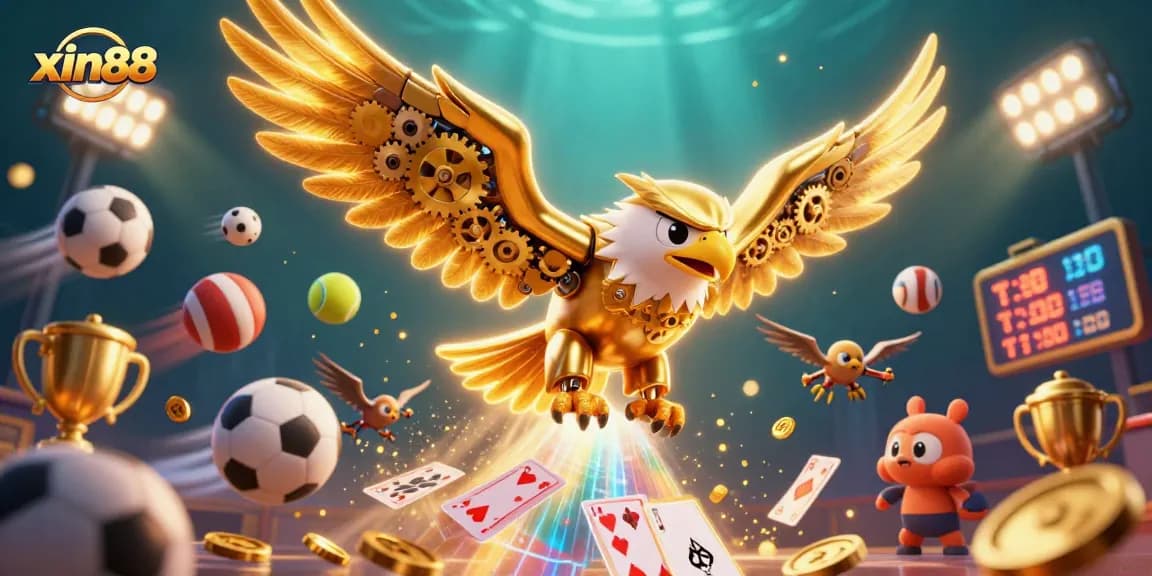 Engage with xin88 in an exciting 3D illustration showcasing dynamic gambling action.