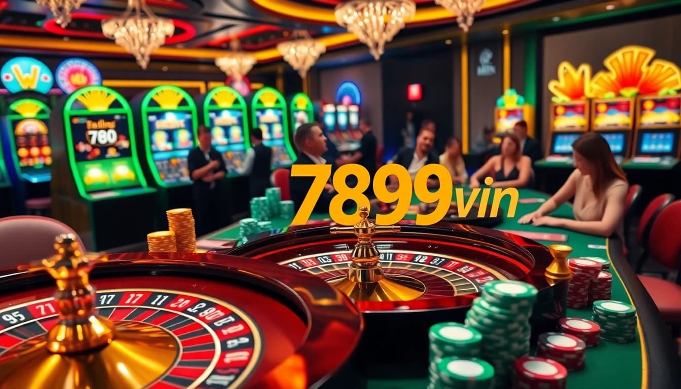 Engaged gamblers enjoying the thrill at 789win's luxurious casino tables.