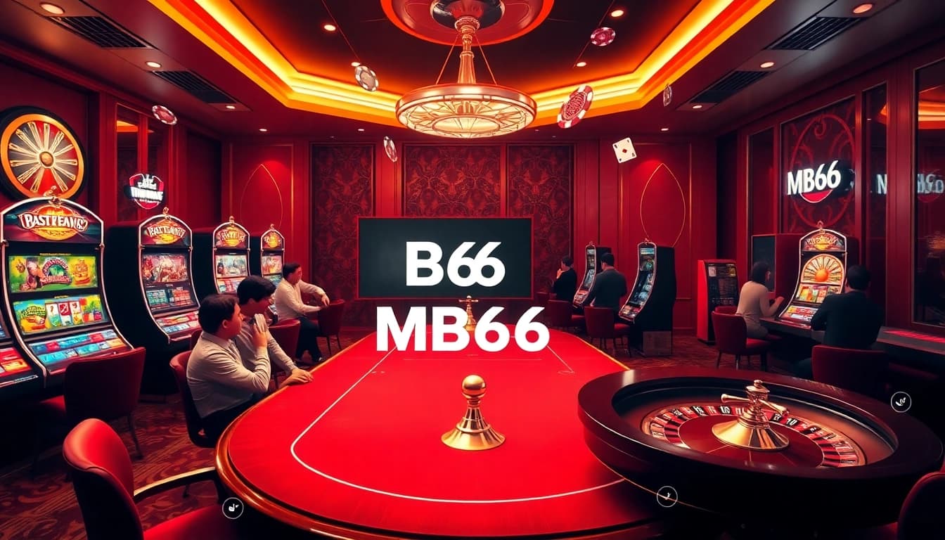 Players engage in thrilling games at MB66 online casino, enjoying a luxurious gambling experience.