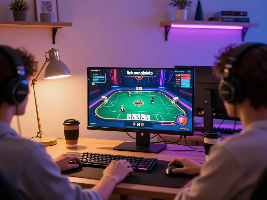Engaging gameplay at link sungaitoto with vibrant online poker interface and cozy gaming setup.