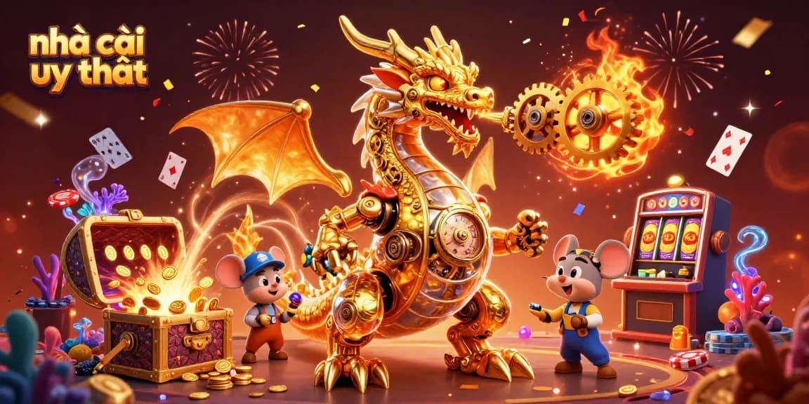 Experience the thrilling world of nhà cái uy tín with vibrant casino elements in a dynamic illustration.