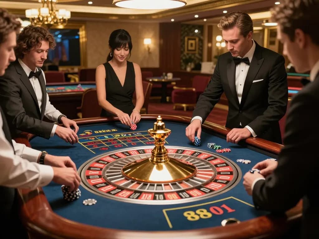 Players enjoying an immersive roulette experience at 78win01 casino with vibrant betting action