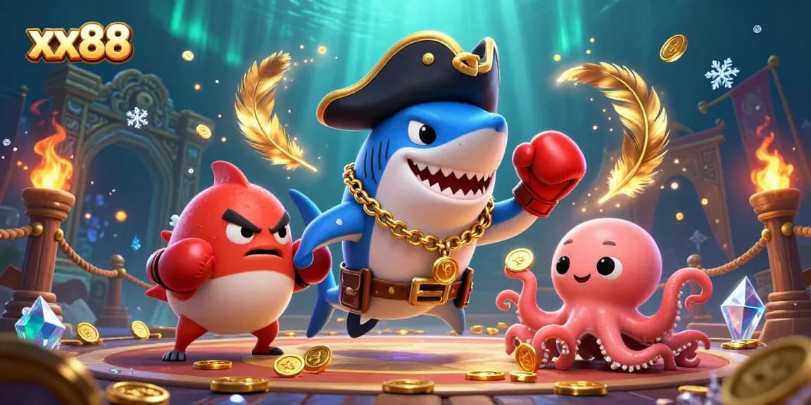 Engage with xx88's thrilling underwater adventure featuring a pirate shark and treasures!