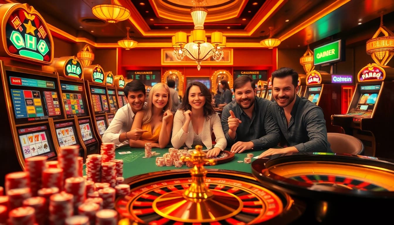 Experience the thrill of qh88 at a glamorous casino table filled with exciting games.