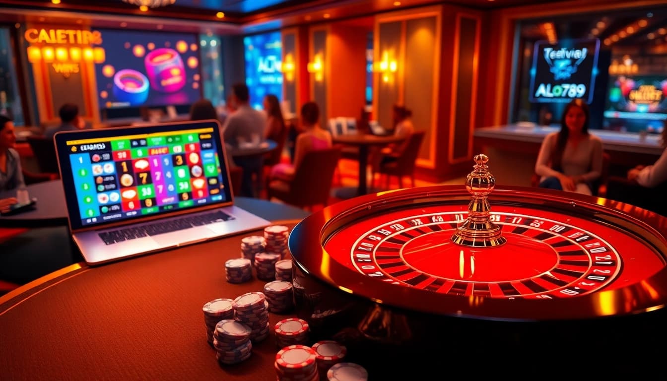 Experience the thrill of winning at ALo789 with vibrant casino tables and online gambling excitement.