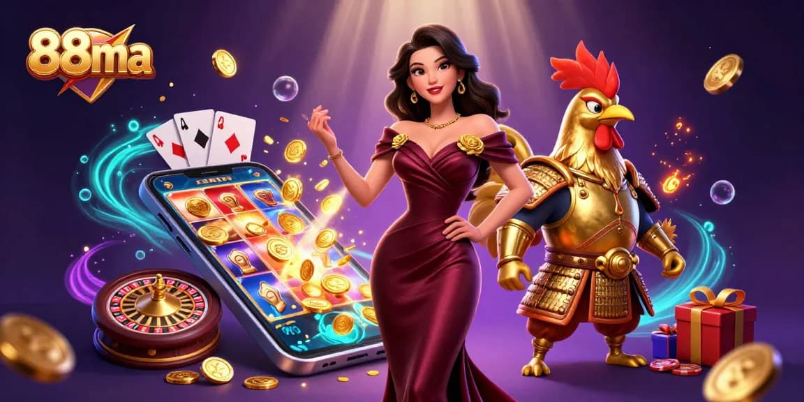 Win big at 88ma with exciting slot games displayed on a stunning 3D illustration.