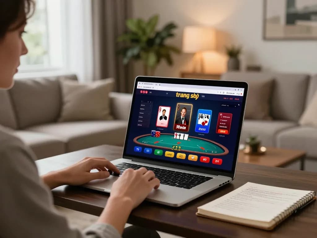 Engaging with the trang chủ 98win casino interface while strategizing poker games at home.