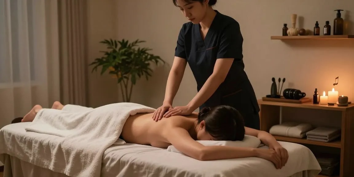 Relaxing 창동출장마사지 therapy session in a serene massage room