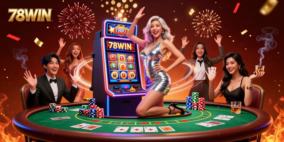 Experience thrilling gameplay at 78WIN, where big wins erupt from the slot machine!