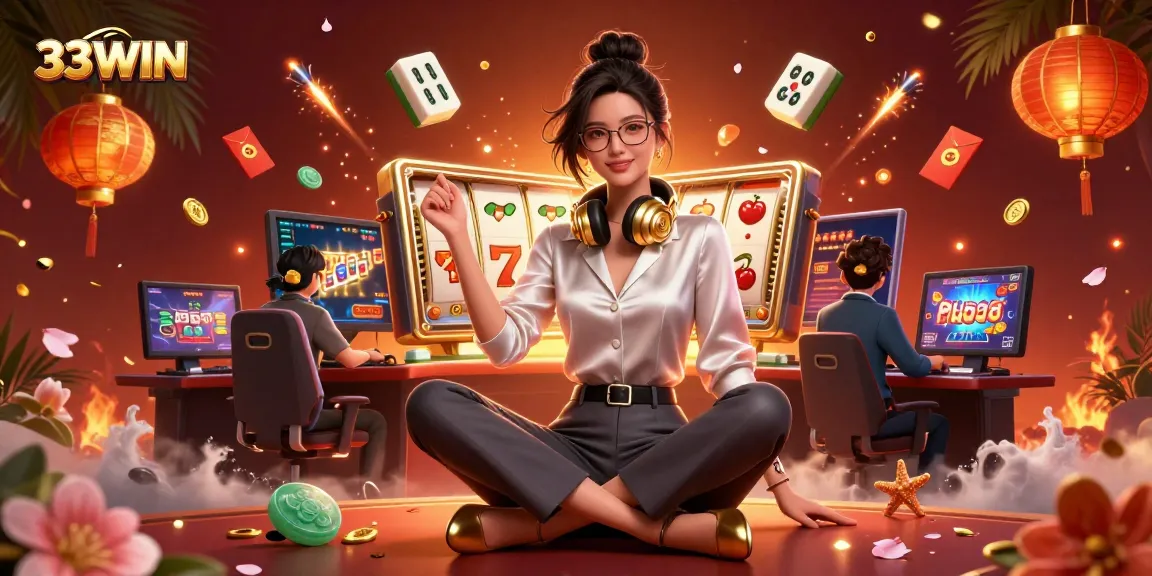 Engage with 33WIN in a vibrant casino scene featuring luxury and gaming excitement.